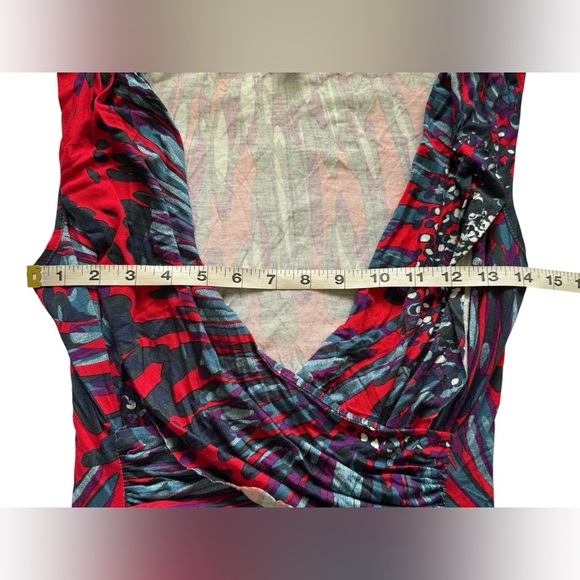 Weston Wear Red Blue Splash Color Sleeveless V Neck Y2K 2000's Blouse Size Small - Picture 7 of 12